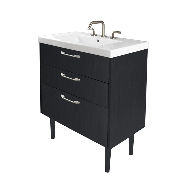Sofi 31.5'' W Single Vanity, Ash Gray, Brushed Nickel, Single Hole Faucet