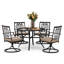 Ensemble repas de patio 5 pièces avec chaises coussinées Leonard