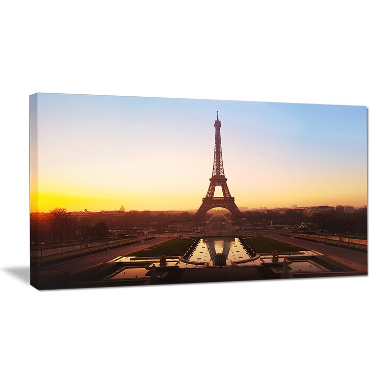 DesignArt Brown Silhouette Of Paris Eiffel Tower Cityscape On Canvas ...