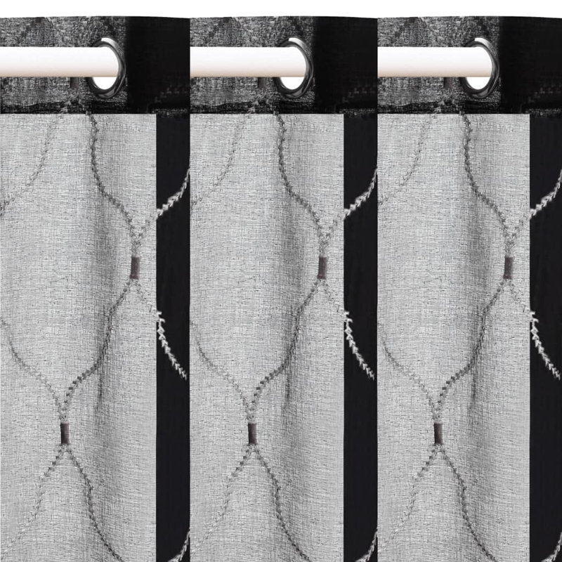 Arelious Sheer Curtain Pair, Width 140cm x Drop 225cm, Black