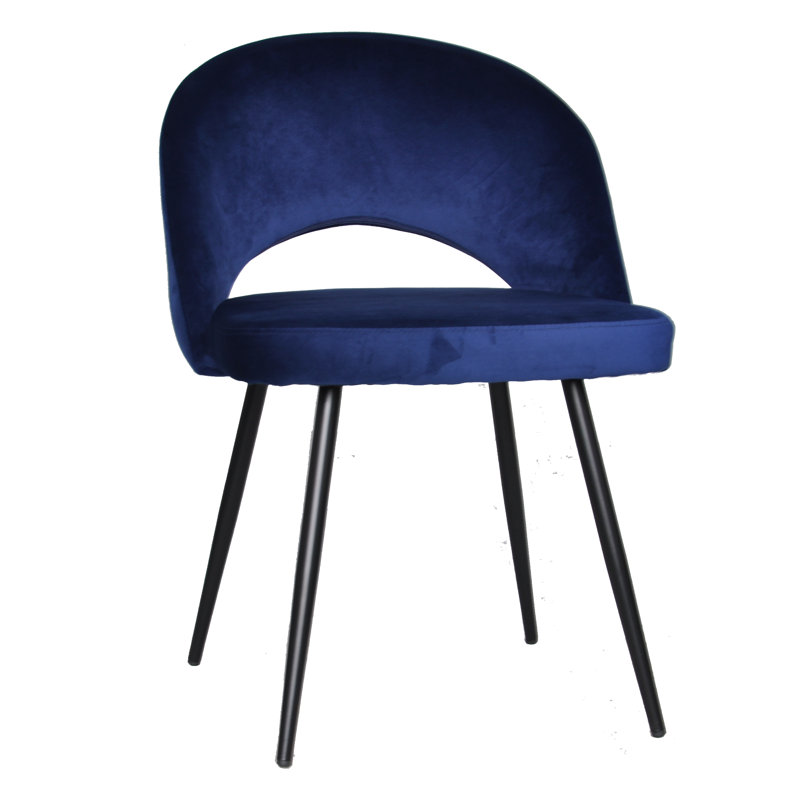 Fitzsimmons 46cm H Velvet Upholstered Side Chair in Grey, Blue