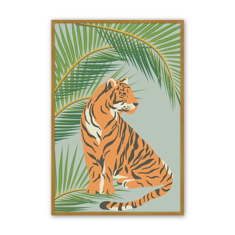 Imprimé tigre, H 37,25 po x l 25,25 po, Or poli
