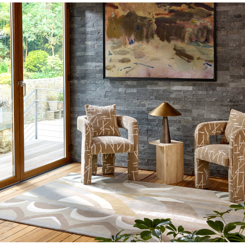 Atelier Handmade Wool Abstract Area Rug, Pebble, Rectangle 5'3 x 7'6