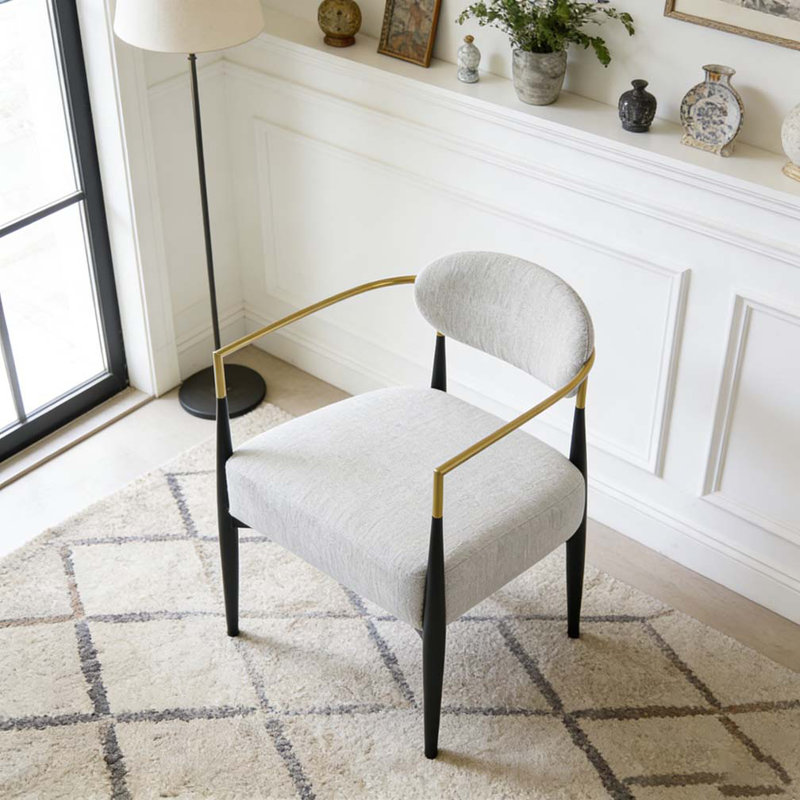 Fauteuil d'appoint moderne rembourré, Beige, noir, or
