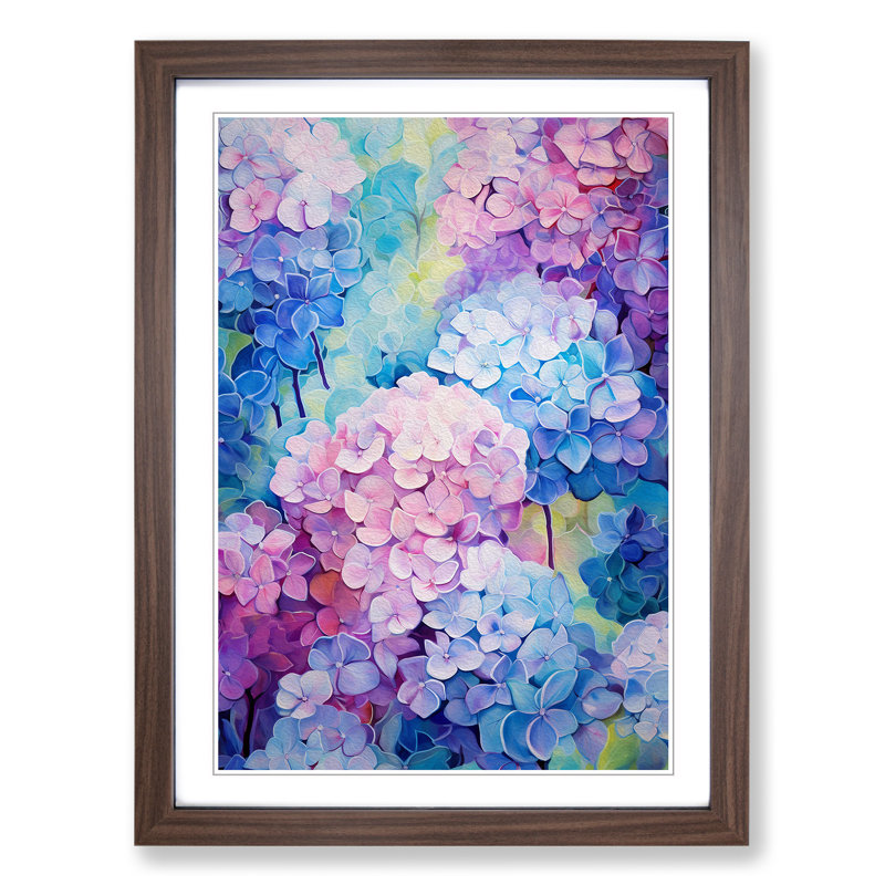 Hydrangea Colour Field No.2 - Framed Print, 34cm H x 25cm W x 2cm D, Walnut Framed