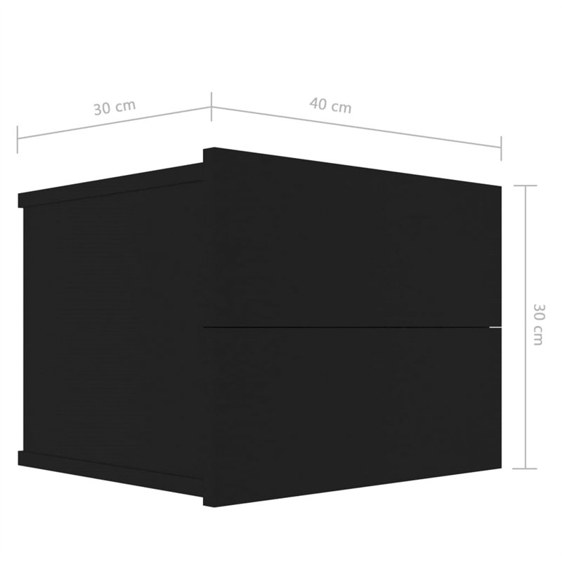 Miroir 40cm W Manufactured Wood Bedside Table, Black