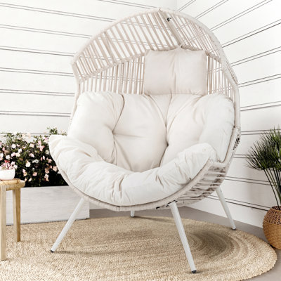 Outdoor Oversized Wicker Egg Chair with Cushions