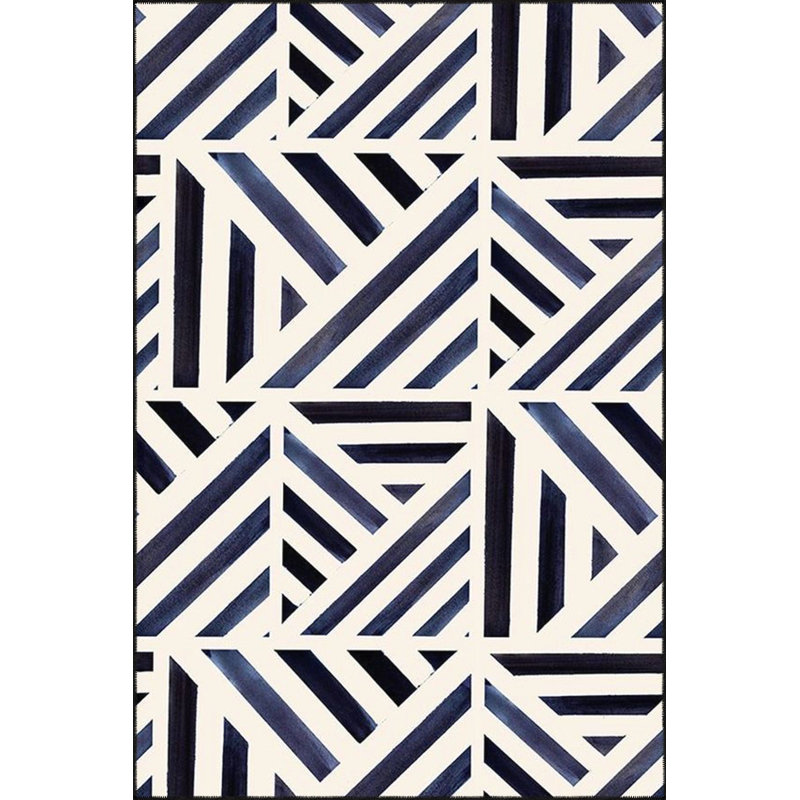 Tapis noir lavable à motifs géométriques, Sous-tapis rectangulaire 2 pi 4 po x 3 pi 11 po
