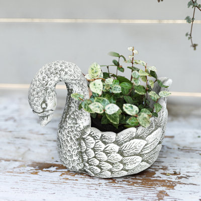 Cement Planters for Outdoor Plants Succulent Pots Indoor Herb Plant Pots Concrete Swan Statue Tabletop Garden Balcony Decor