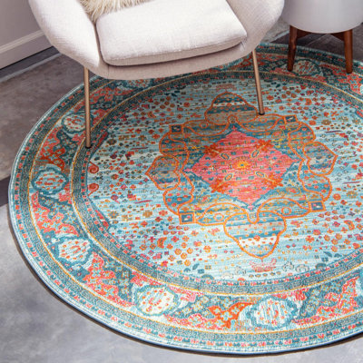 Folmar Oriental Light Blue Area Rug