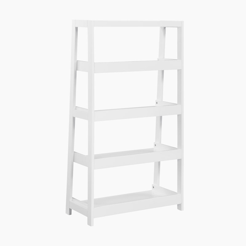 Estrela 30.5" Transitional Wood Bookcase with Four Fixed Shelves, Solid Wood Construction & Vertical Storage Tiers, White