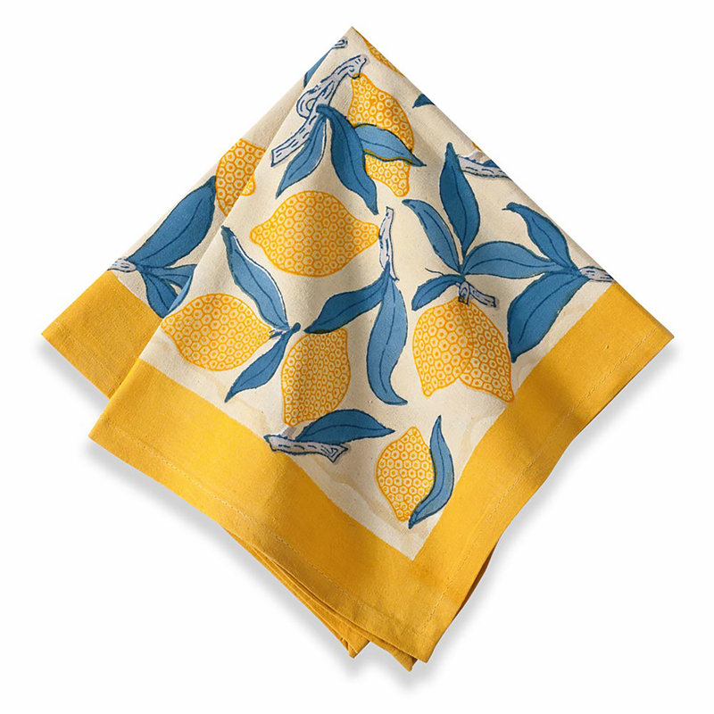 Lemon Tree Cotton Square Beaded Napkins