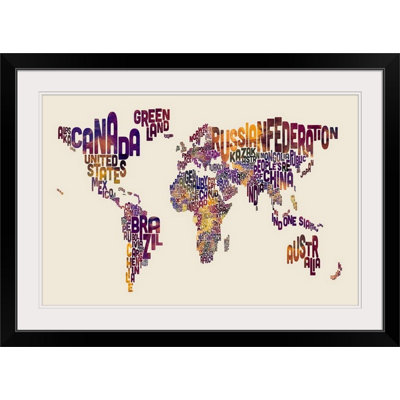 Francy «Text Map of the World» par Michael Tompsett - reproduction d'art textuel