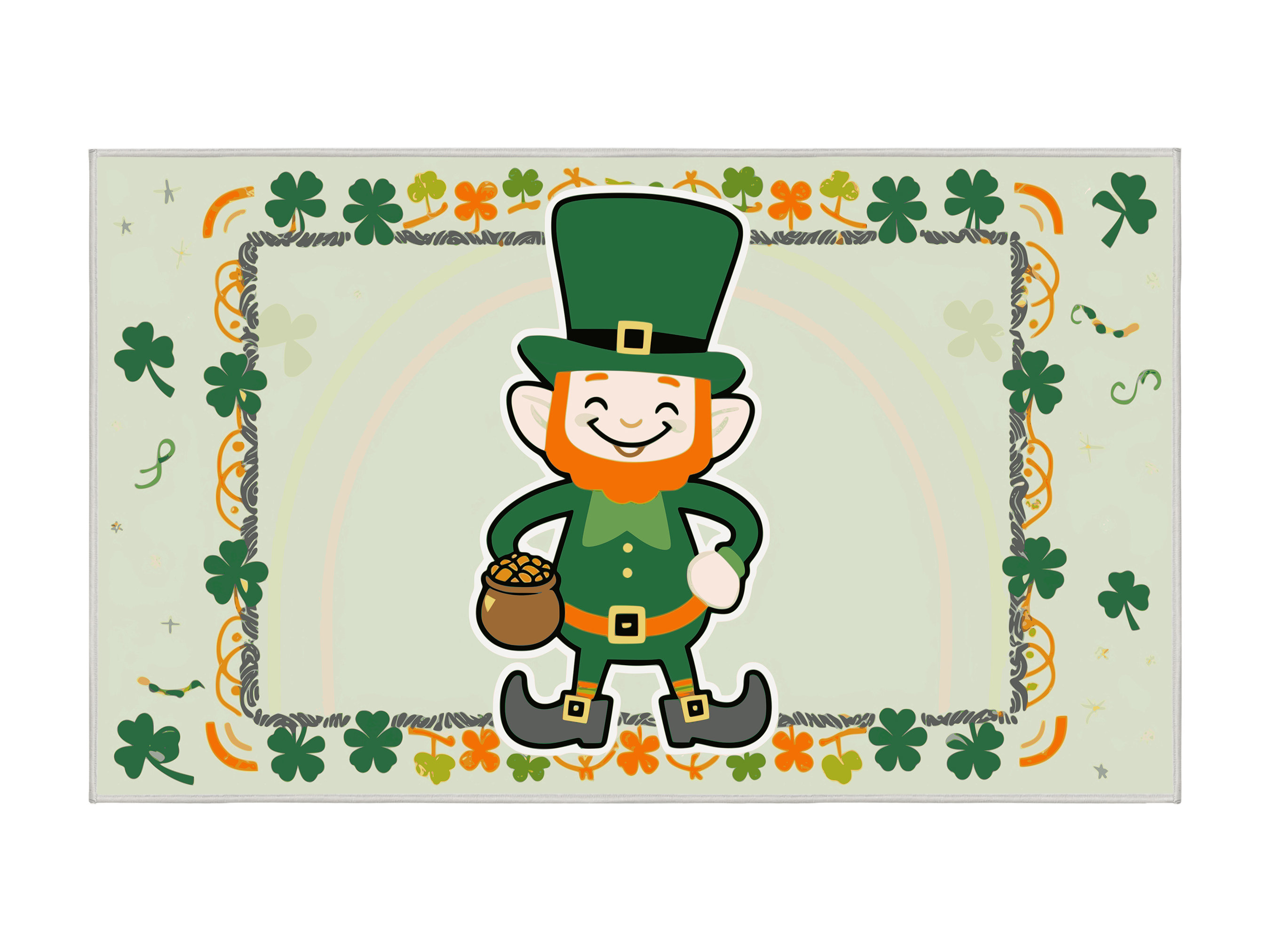 The Holiday Aisle® Saint Patrick's Day Clover Leprechaun Holiday Rug ...