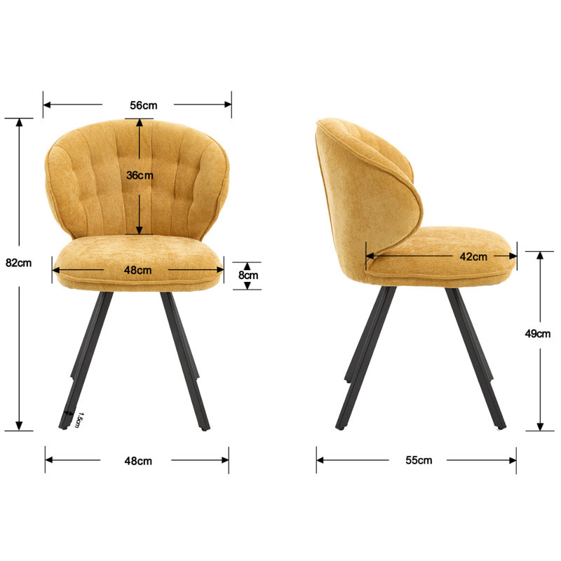 49cm H Upholstered Metal Accent, Yellow