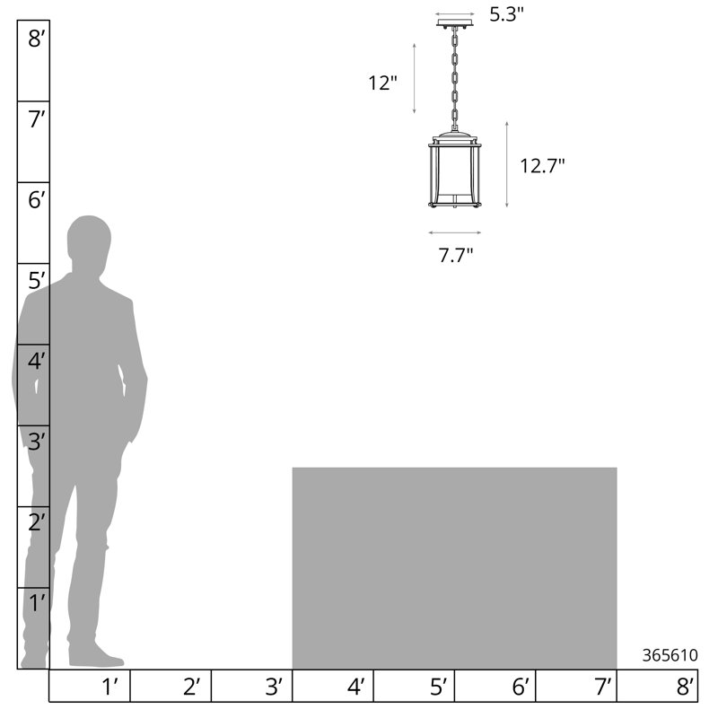 Lanterne suspendue d'extérieur à 1 ampoule Meridian, Acier bruni côtier, H 12,7 po x l 7,7 po x P 7,7 po