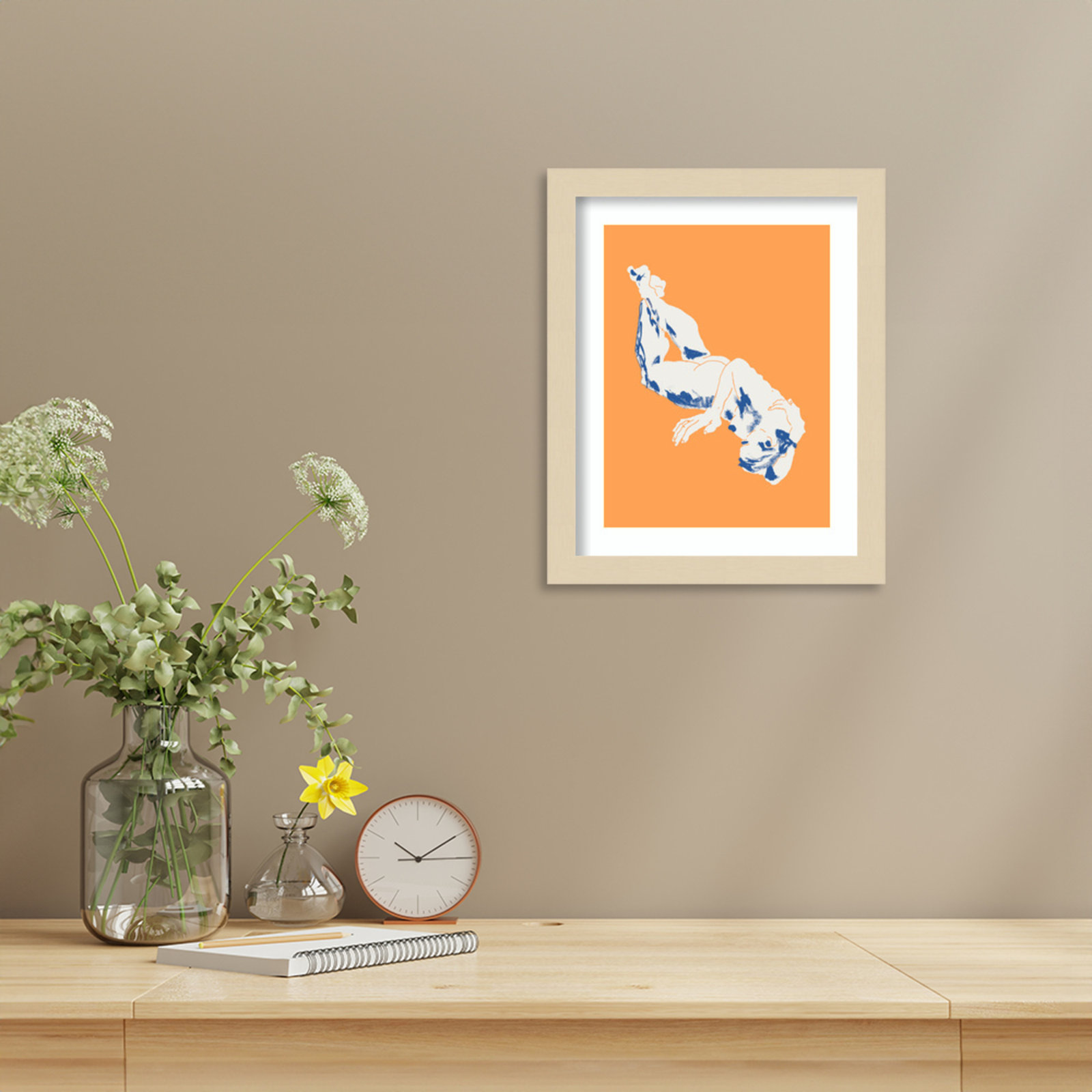Nude Orange Print by Francesco Gulina, Brown, 13" H x 11" W