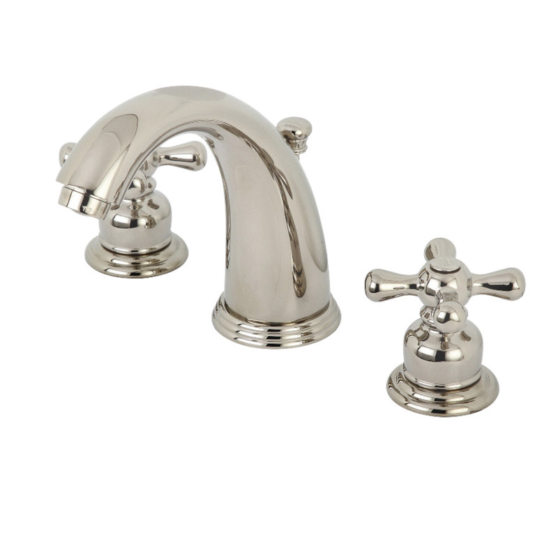 Robinet de salle de bain espacé avec ensemble de drain Victorian, Nickel poli