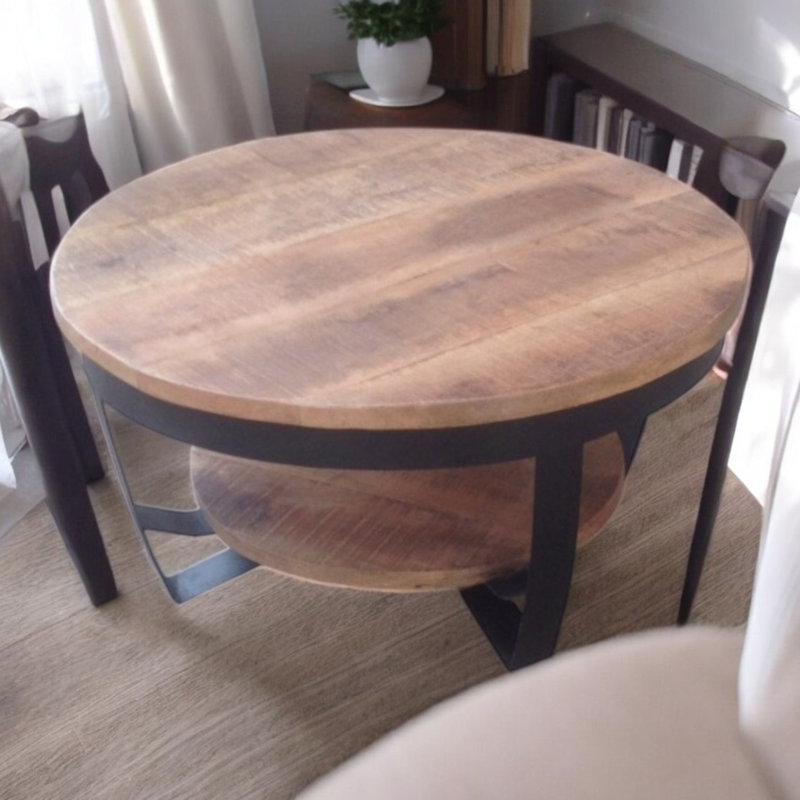 Solid Wood Top Living Room Table Set