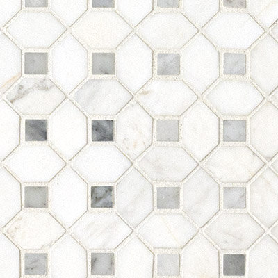 Geometric 13 in. x 13 in. Polished Marble Mosaic Floor and Wall Tile, Calabria Frost Gray