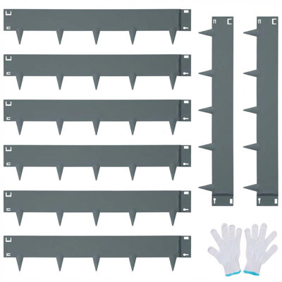 Ensemble de 8 bordures en acier, bordure de paysage en métal résistante aux intempéries et antirouille, bordure de jardin pliable, pointe de requin, bordure de pelouse pour jardin