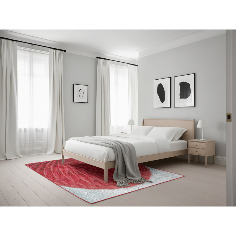 Tapis rouge tissé à la machine, Rectangle 5 pi x 7 pi