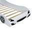 Lit de course en bois en forme de voiture simple à DEL avec rembourrage doux, blanc - coffre-fort et magnifique plateforme Led