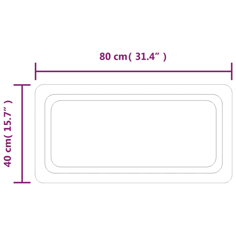 Flat Wall Mirror, 80 cm H x 40 cm W