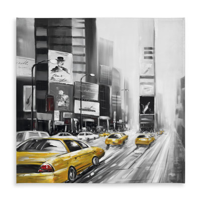 Times Square Yellow Taxis Tablecloth | Gray Indoor/Outdoor Decor