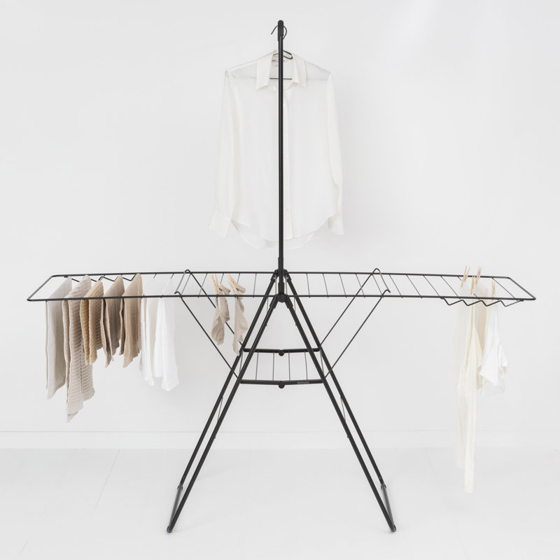 Séchoir à vêtements pliable avec tringle à vêtements (82 pieds) BrabantO HangOn, Noir mat
