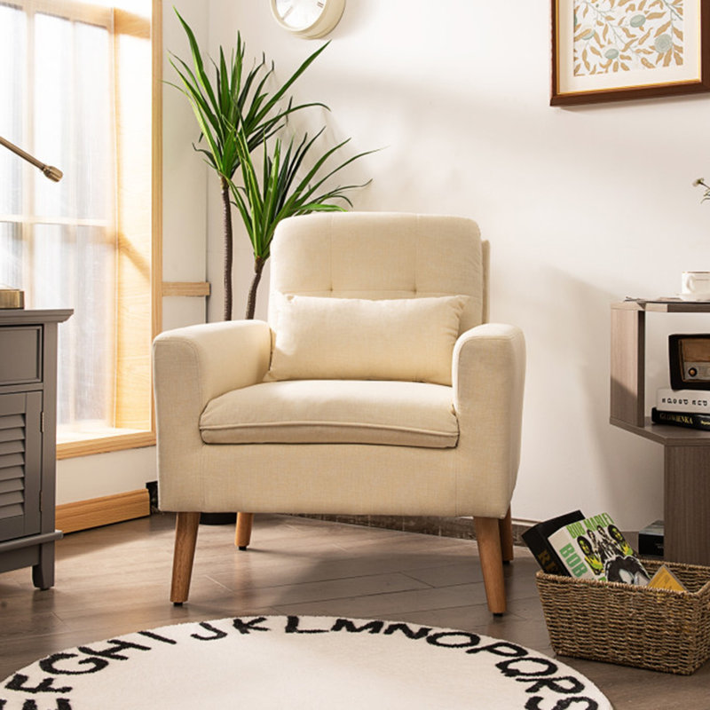 Araud Upholstered Armchair, Beige Linen