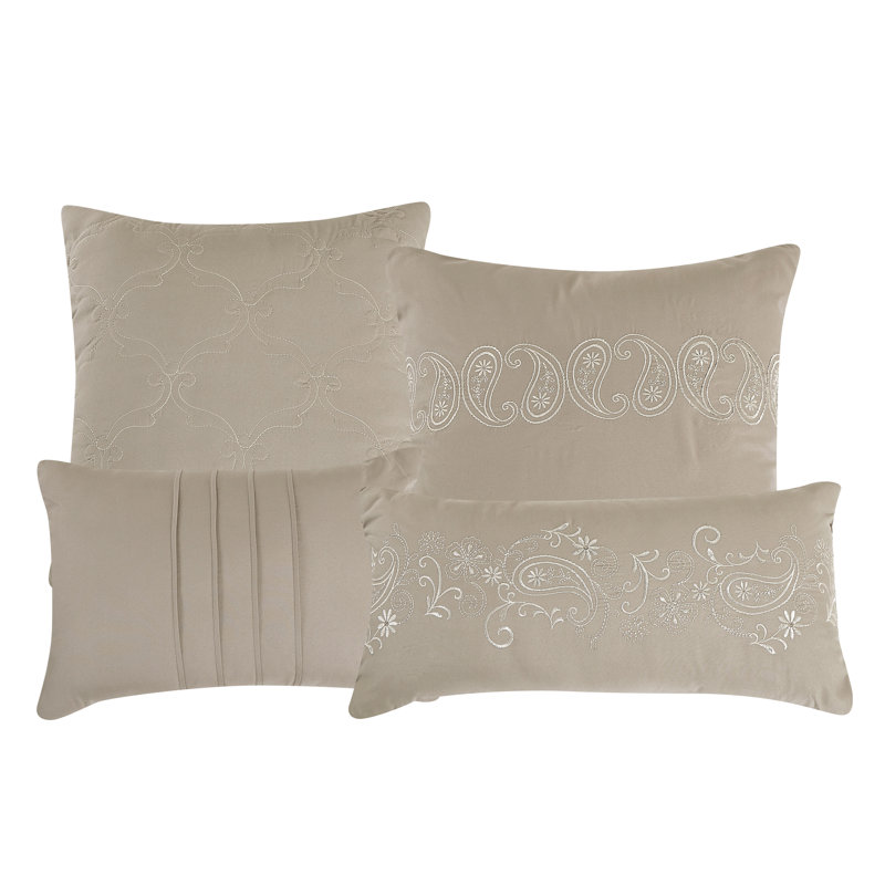 7 Piece Comforter Set Boho Modern Embroidery Soft Bedding, King Comforter + 6 Additional Pieces