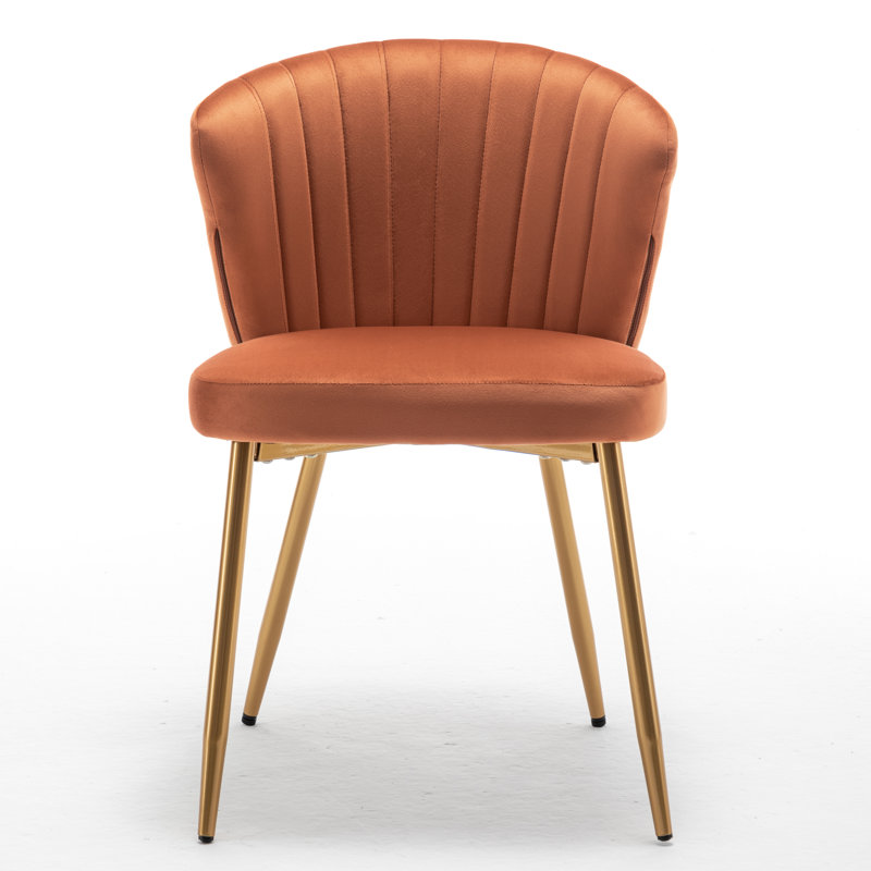 Raffinee Velvet Slipper Chair, Red Orange