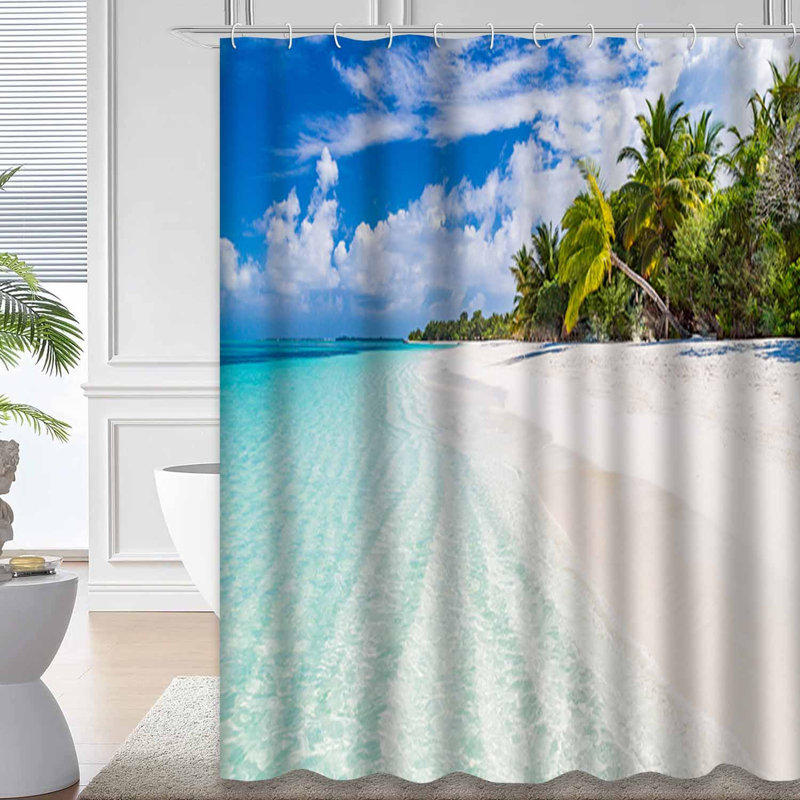Rideau de douche avec 12 crochets Beach, L 72 po x l 78 po