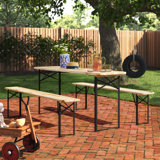 Gailmarie 6' Portable Picnic Table and Bench Set, Outdoor Wooden Folding Camping Dining Table Set for Patio Garden Outdoor Activities