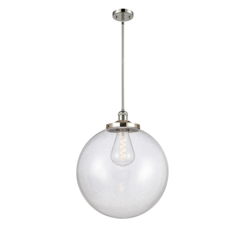 Luminaire suspendu simple à 1 lumière Beacon, Nickel poli, Grainé