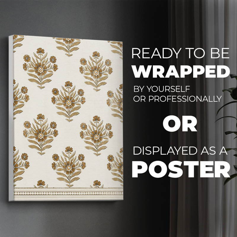 BlockPrintBloomsI -Canvas Print Only - NOT FRAMED, 12" H x 8" W