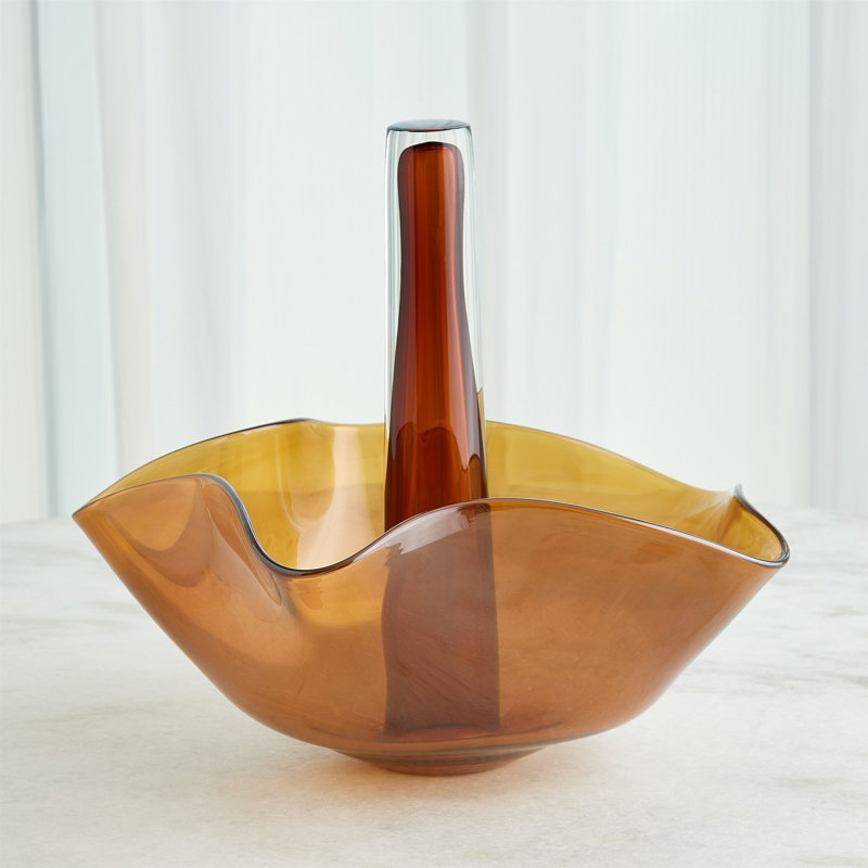 Andromeda Vase-Dark Amber-Lg, 15.75" H x 14.25" W x 14.25" D