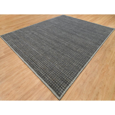 12'x14'9" Gray Loomed Knotted Modern Box Design Pure Wool Oversized Rug 1867D8390F7343E68E14076E62AC2C9D