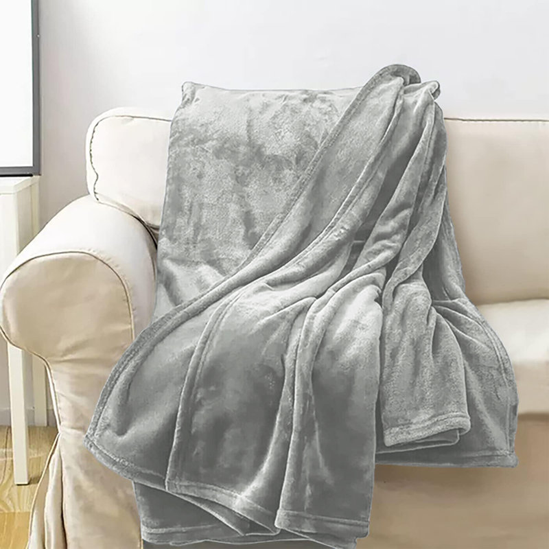 Aspire Homeware Ultra-Soft Hotel Quality Reversible Plain Weave Fleece Throw Blanket, Silver, Single (130cm W X 150cm L)