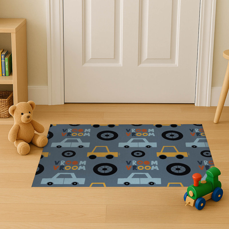 Paillasson Vroom, Bleu / or / orange, L 60 po x L 84 po