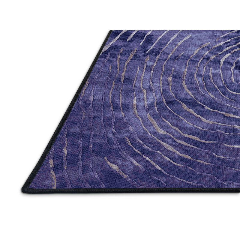 Machine Washable Gray Area Rug, Round 8'