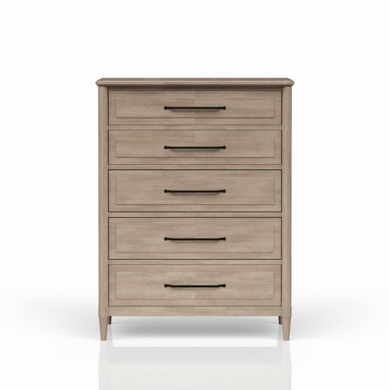 Commode à 5 tiroirs, commode de rangement avec tiroir supérieur doublé de feutre, commode de rangement pour espace de vie