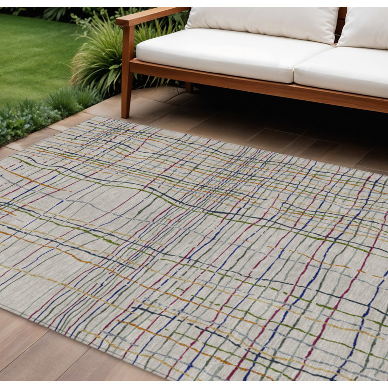 Tapis intérieur lavable rayé rose ivoire et cuivre 9 pi x 12 pi