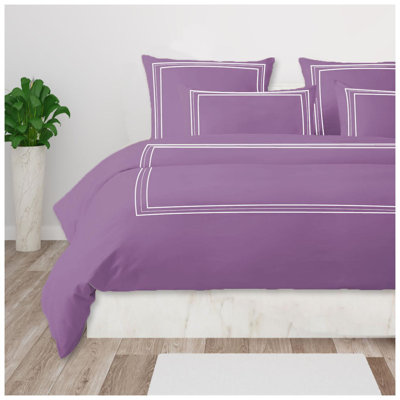400TC Cotton Classic Luxurious Embroidery Sateen Solid Duvet Cover Set