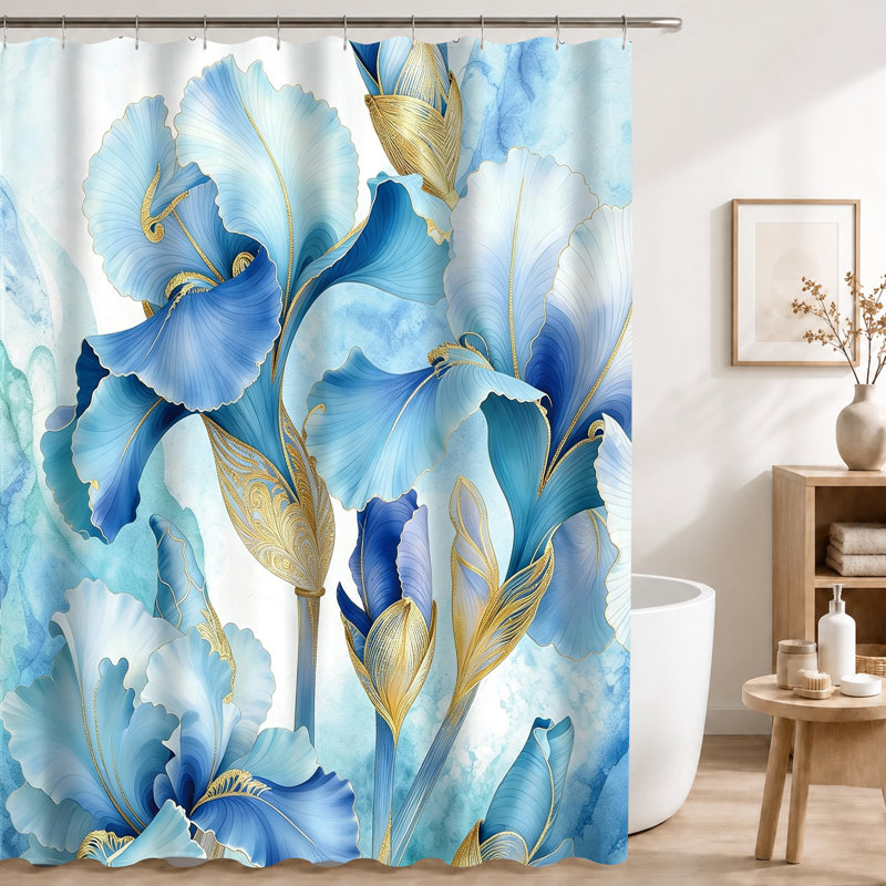 Rideaux de douche avec crochets inclus, Blue Floral