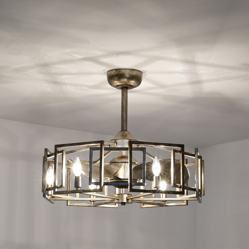 Ventilateur de plafond lustre 22 pales 22 po avec télécommande et ensemble d'éclairage inclus Amiyah