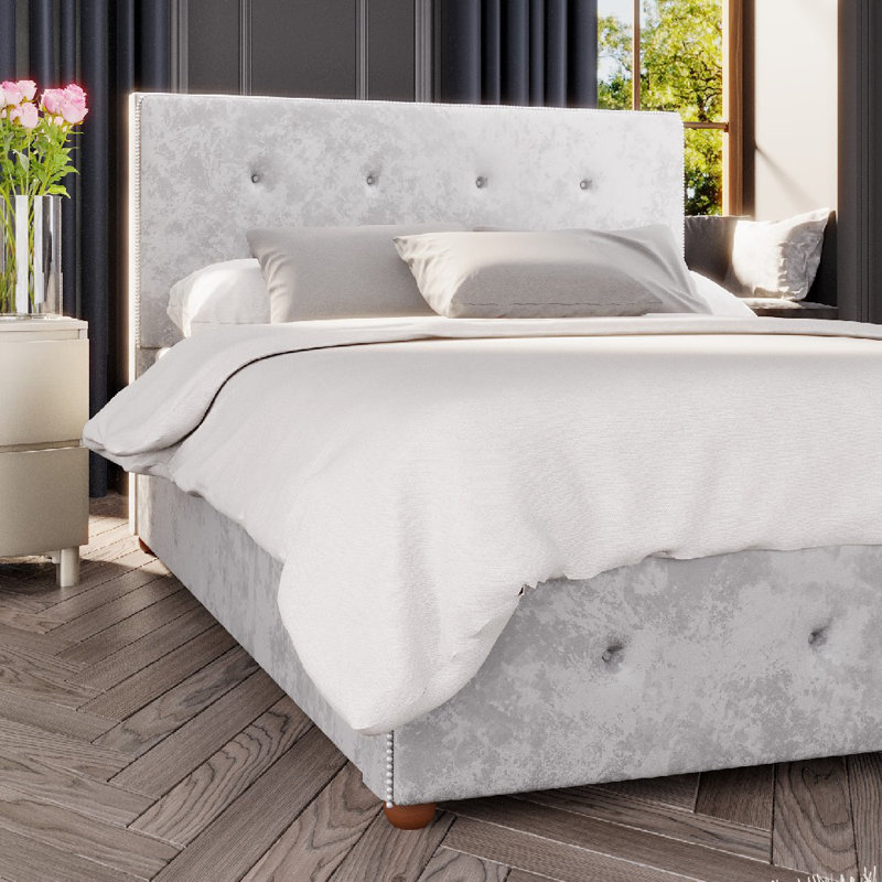 Upholstered Ottoman Bed, Super King (6'), Silver