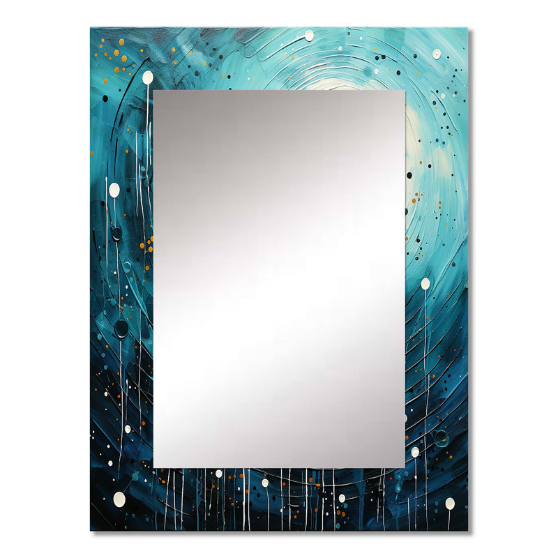 Bleu sarcelle et noir minimalisme lune V - décor de miroir mural unique minimaliste, grand miroir moderne, art imprimé en métal
