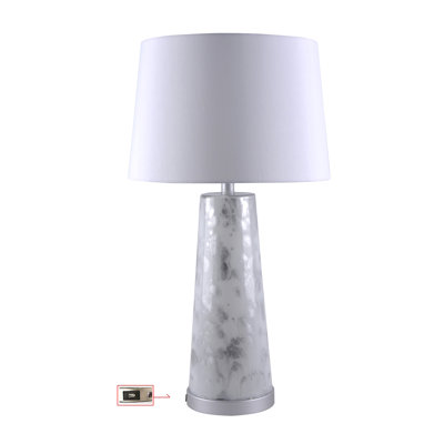 Lampe de table effilée en verre coloré avec port USB